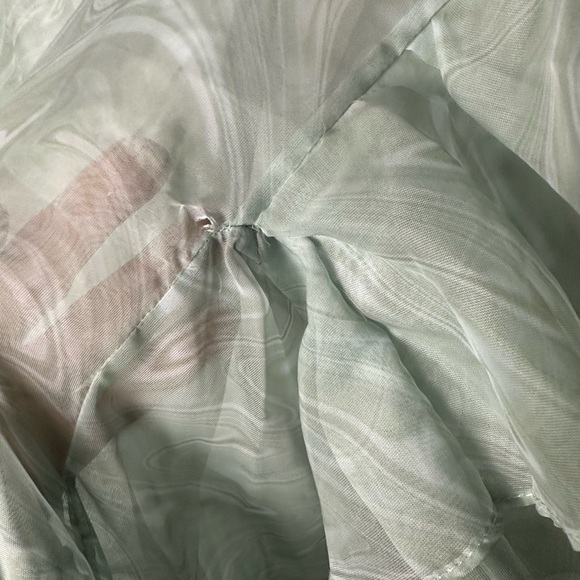 KkCo Nine Twenty-Seven Asymmetrical Ruffle Sheer Organza Dress Warped Moss - Picture 6 of 12